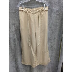 Halston‎ Pants Women's Large Linen Blend Neutral Minimalist
